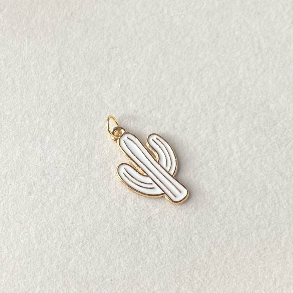 Golden Cactus Charm-white